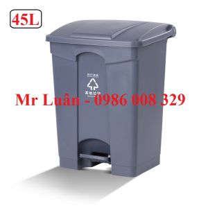 Thùng rác nhựa đạp chân 45L xám