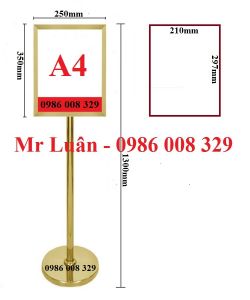 Bảng chỉ dẫn inox đứng A4 vàng mặt dọc