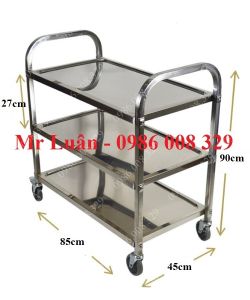 Xe đẩy thức ăn inox 3 tầng trung