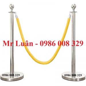 Trụ chắn inox đầu tròn dây nhung vàng