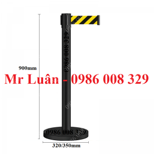 Trụ chắn thép sơn đen dây kéo sọc vàng đen