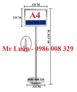 Bảng inox đứng 2 mặt A4 tăng chiều cao