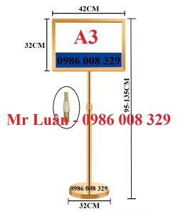Bảng inox vàng mặt đứng A3 tăng chiều cao