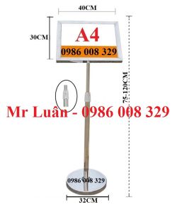 Bảng chỉ dẫn inox mặt nghiêng A4 tăng chiều cao