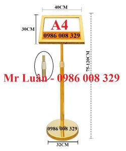 Bảng chỉ dẫn inox vàng mặt nghiêng A4 tăng chiều cao
