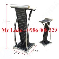 Bục phát biểu inox bọc da đen