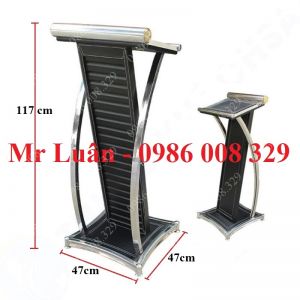 Bục phát biểu inox bọc da đen