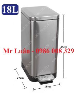 Thùng rác inox đạp chân hình chữ nhật 18L