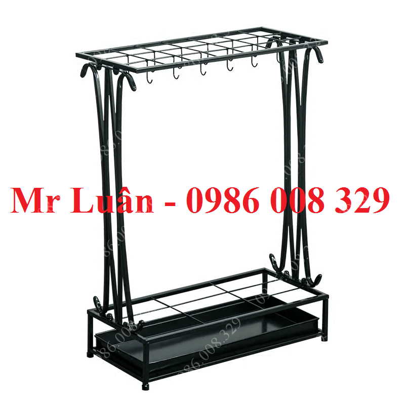 Kệ để dù giá treo ô thép sơn đen 21 lỗ