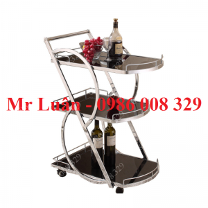 Xe đẩy phục vụ rượu đồ uống inox trắng