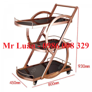 Xe đẩy phục vụ rượu đồ uống inox hồng