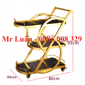 Xe đẩy phục vụ rượu đồ uống inox vàng
