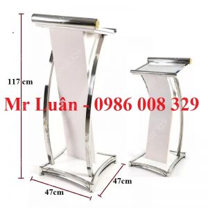 Bục phát biểu inox màu gỗ trắng