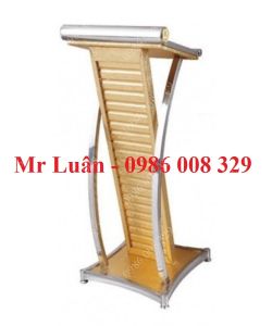 Bục phát biểu inox bọc da vàng