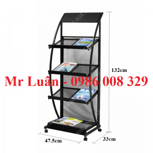 Giá để tạp chí sách báo thép sơn tĩnh điện màu đen