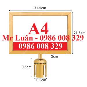 Bảng chỉ dẫn A4 vàng mặt ngang cho cột chắn inox