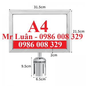 Bảng chỉ dẫn A4 trắng mặt ngang cho cột chắn inox
