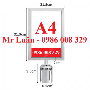 Bảng chỉ dẫn A4 trắng mặt đứng cho cột chắn inox