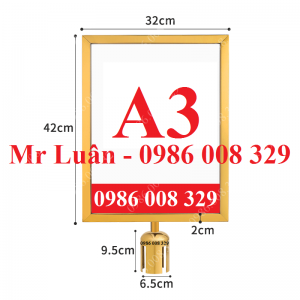 Bảng chỉ dẫn A3 vàng mặt đứng cho cột chắn inox