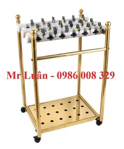 Kệ để ô dù mạ vàng 18 ô có khóa