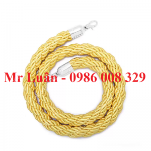 Dây thừng bện vàng khóa trắng cột ngăn inox