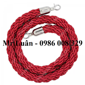 Dây thừng bện đỏ khóa trắng trụ barie inox