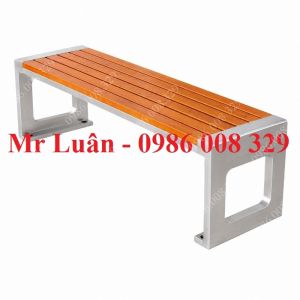 Ghế công viên inox không tựa gỗ nhựa màu cam