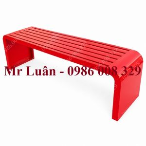 Ghế công viên không tựa thép sơn đỏ