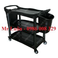 Xe dọn bàn ăn nhựa đen có thùng treo AF08179A
