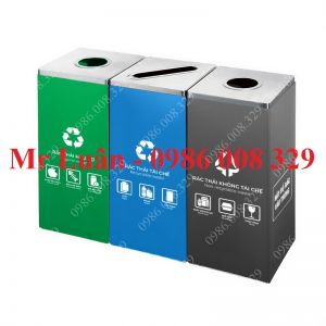 Thùng rác inox phân loại 3 ngăn