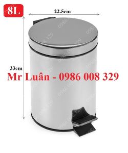 Thùng rác inox đạp chân 8L
