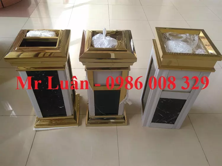 Top 5 Thùng rác inox vàng cao cấp đá hoa cương khách sạn nhà hàng bán chạy nhất