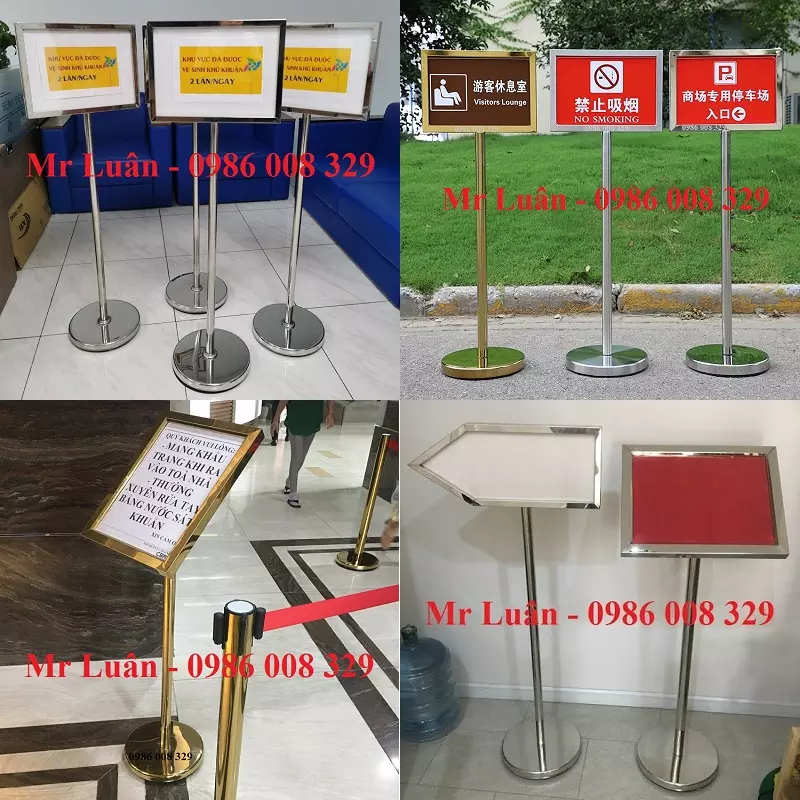 Trụ inox dây kéo 1.8m 3m 5m giữ khoảng cách an toàn mùa dịch, bảng thông báo chỉ dẫn lối đi bảng để thông tin quy tắc 5K phòng chống dịch